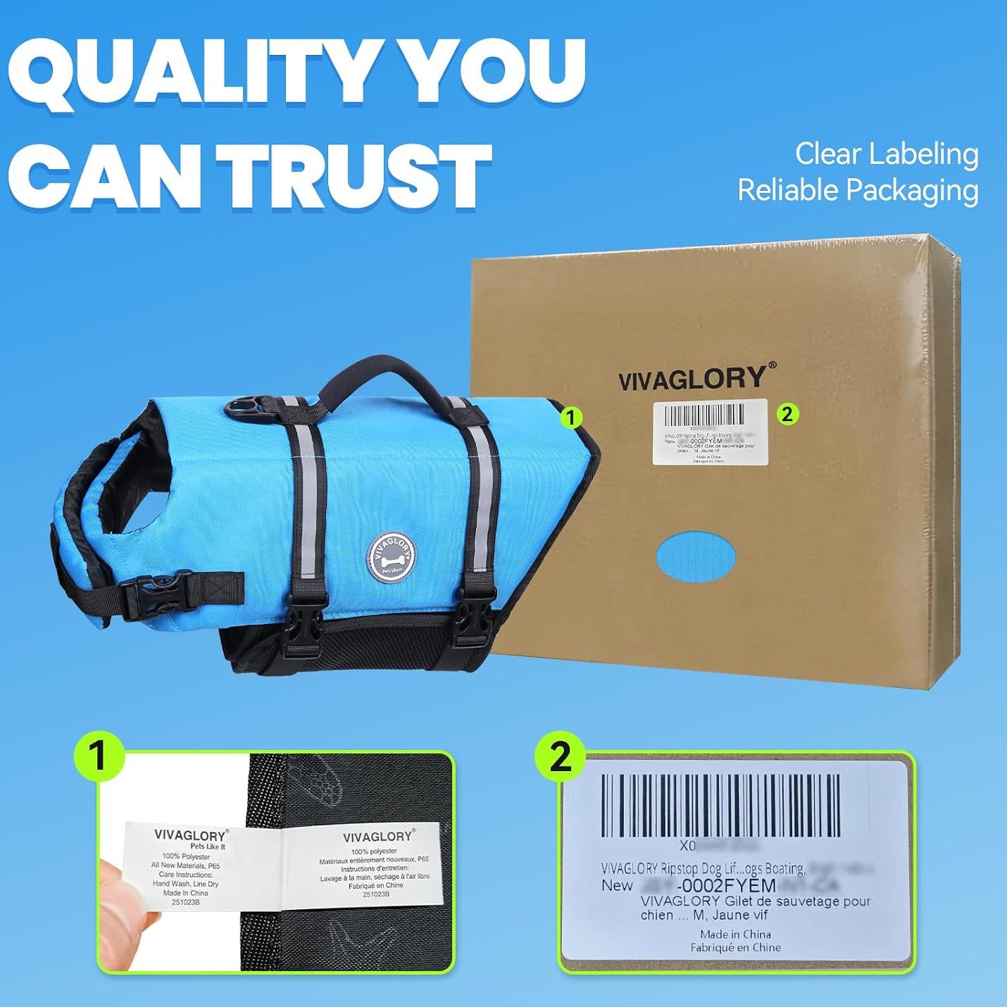 Premium Blue Dog Life Vest for Medium Breeds | High Visibility Ripstop Swim Jacket with Handle & Leash Ring for Safe Boating & Swimming