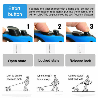 16.5FT Premium Automatic Retractable Dog Leash - Comfortable, Durable, and Safe Walking Lead for Your Pet