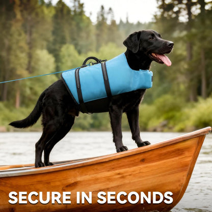 Premium Blue Dog Life Vest for Medium Breeds | High Visibility Ripstop Swim Jacket with Handle & Leash Ring for Safe Boating & Swimming