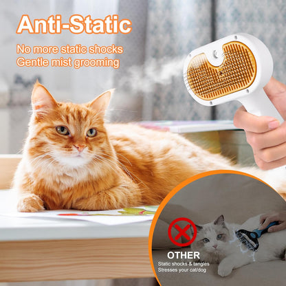 Revolutionary 3-In-1 Pet Grooming Steam Brush Set for Dogs & Cats - Effortless Hair Removal, Refreshing Mist, and Gentle Care in One Tool!