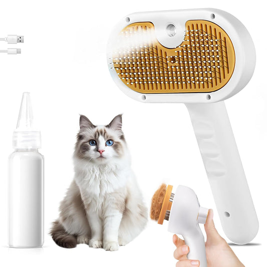 Revolutionary 3-In-1 Pet Grooming Steam Brush Set for Dogs & Cats - Effortless Hair Removal, Refreshing Mist, and Gentle Care in One Tool!