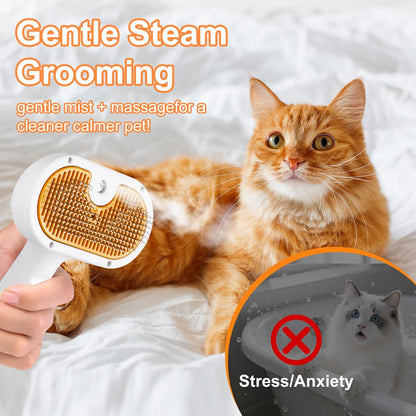 Revolutionary 3-In-1 Pet Grooming Steam Brush Set for Dogs & Cats - Effortless Hair Removal, Refreshing Mist, and Gentle Care in One Tool!