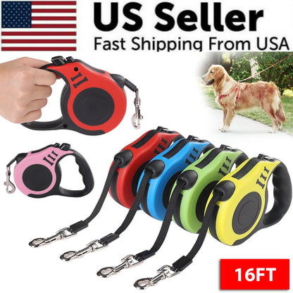 16.5FT Premium Automatic Retractable Dog Leash - Comfortable, Durable, and Safe Walking Lead for Your Pet