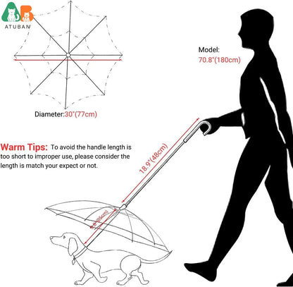 Keep Your Small Pets Dry with Our Stylish Dog Umbrella and Leash Combo - Perfect for Rainy Walks!