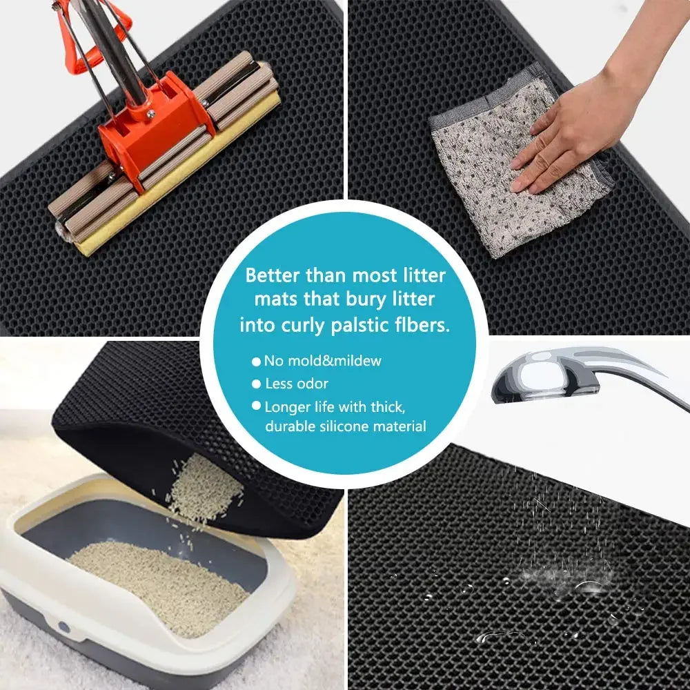 Double Layer Waterproof Cat Litter Mat - Non-Slip, Washable, and Gift-Ready for a Cleaner Home