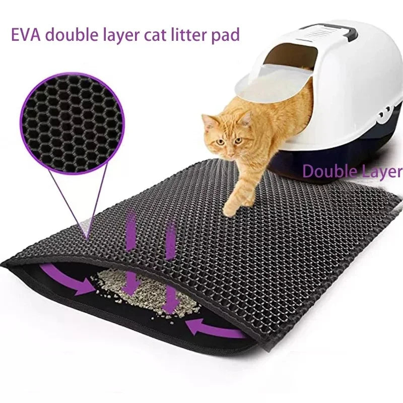 Double Layer Waterproof Cat Litter Mat - Non-Slip, Washable, and Gift-Ready for a Cleaner Home