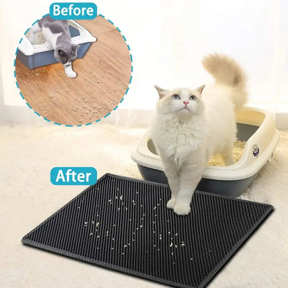 Double Layer Waterproof Cat Litter Mat - Non-Slip, Washable, and Gift-Ready for a Cleaner Home