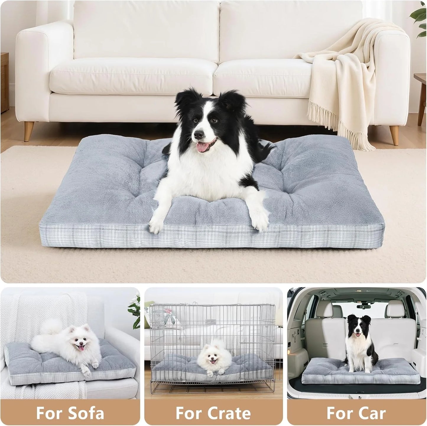 Washable L Dog Bed for Large Dogs with Anti-Slip Bottom, Premium Foam Pet Pad for Crate for Large Medium Small Sized Puppies(Grey) (Copy)